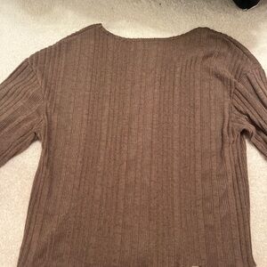 American Eagle Outfitters Brown Ribbed Crew Neck Sweater